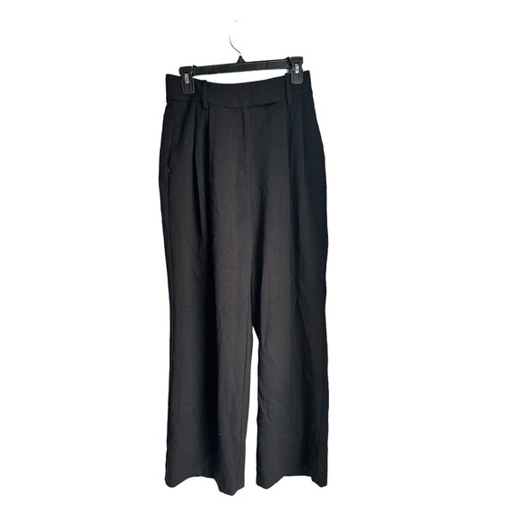 Oak + Fort Women Size 4 Black Pockets Flat Front Straight Wide Leg Dress Pants - Picture 1 of 4